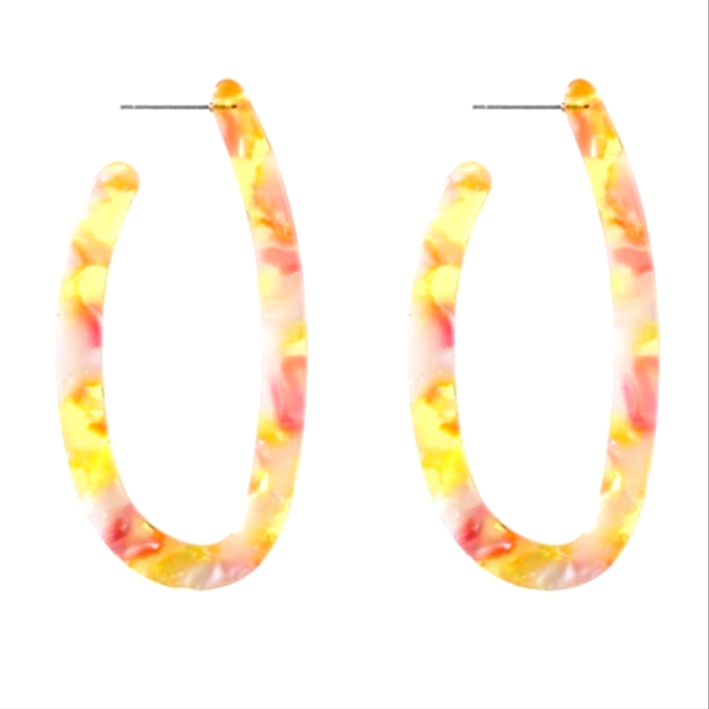 Open Oval Multicolor Acrylic Hoop Earrings